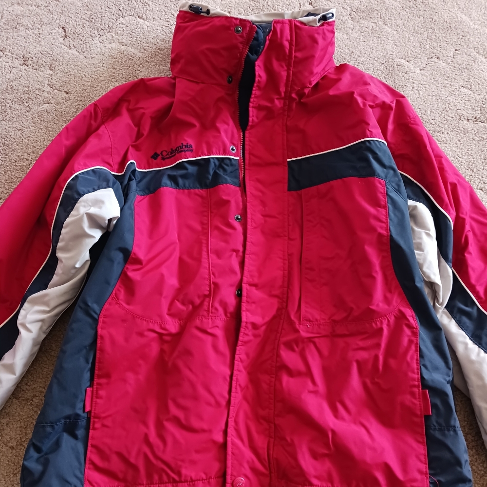 Men's large Columbia core interchangeable jacket. Red and Navy